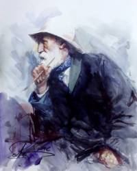 © Алексей Точин. Portrait of Pierre Auguste Renoir. Бумага/акварель.
