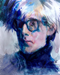 © Алексей Точин. Portrait of Andy Warhol. Бумага/акварель.