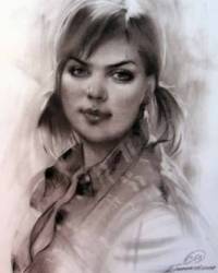© Альберт Степанов. Женский портрет с натуры. Бумага/сепия.