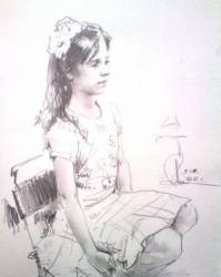 © Алексей Точин. Портрет девочки. Набросок фигуры. Бумага/графитный карандаш.