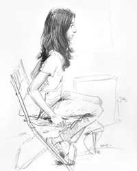 © Алексей Точин. Портрет девочки. Набросок.. Бумага/графитный карандаш.
