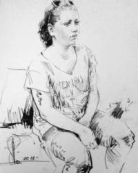 © Алексей Точин. Портрет девушки с татуировкой.. Бумага/графитный карандаш.