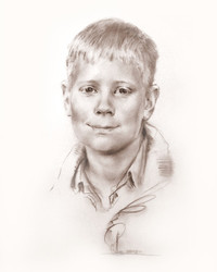 © Алексей Точин. Мальчик со светлыми ресницами. Бумага/сепия.