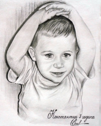 © Елена Сизова. Портрет детский. Бумага/графитный карандаш.