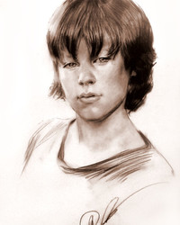 © Алексей Точин. Портрет мальчика с натуры сепией. Бумага/сепия.