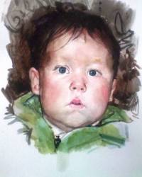 © Алексей Точин. Детский портрет акварелью. Бумага/акварель.