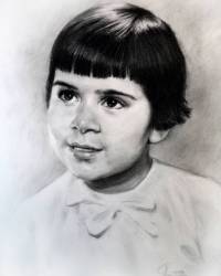 © Алексей Точин. Детский портрет со старой фотографии. Бумага/уголь.